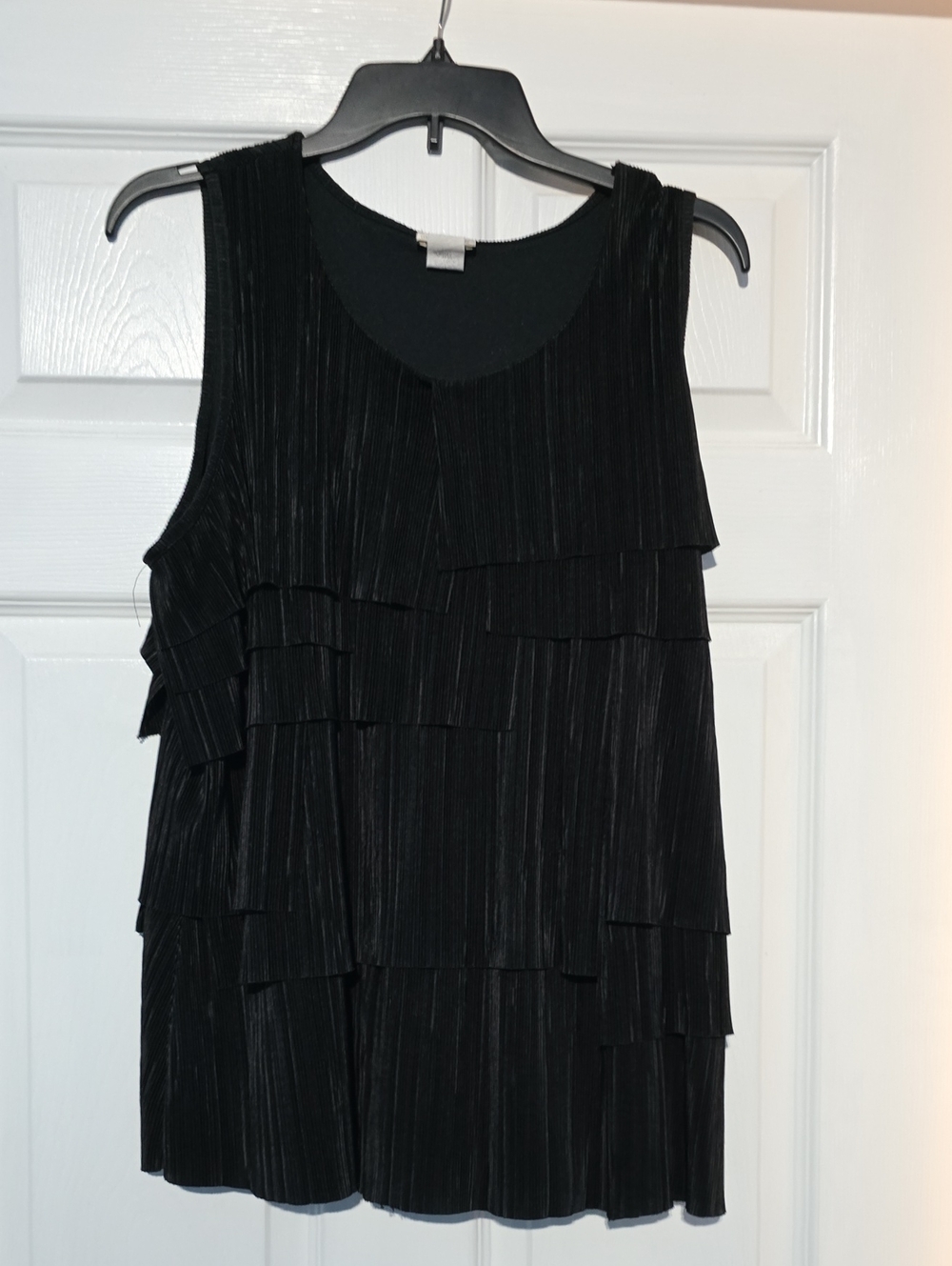 Women’s Black Sleeveless Tiered Ruffle Blouse